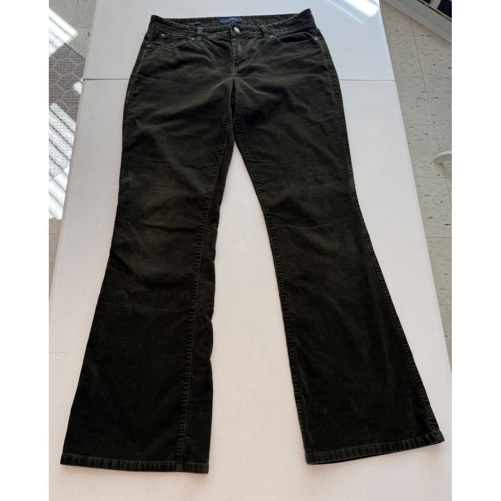 Talbots Signature Boot Corduroy Pants Olive Green Size 8 Bootcut Stretch Cotton